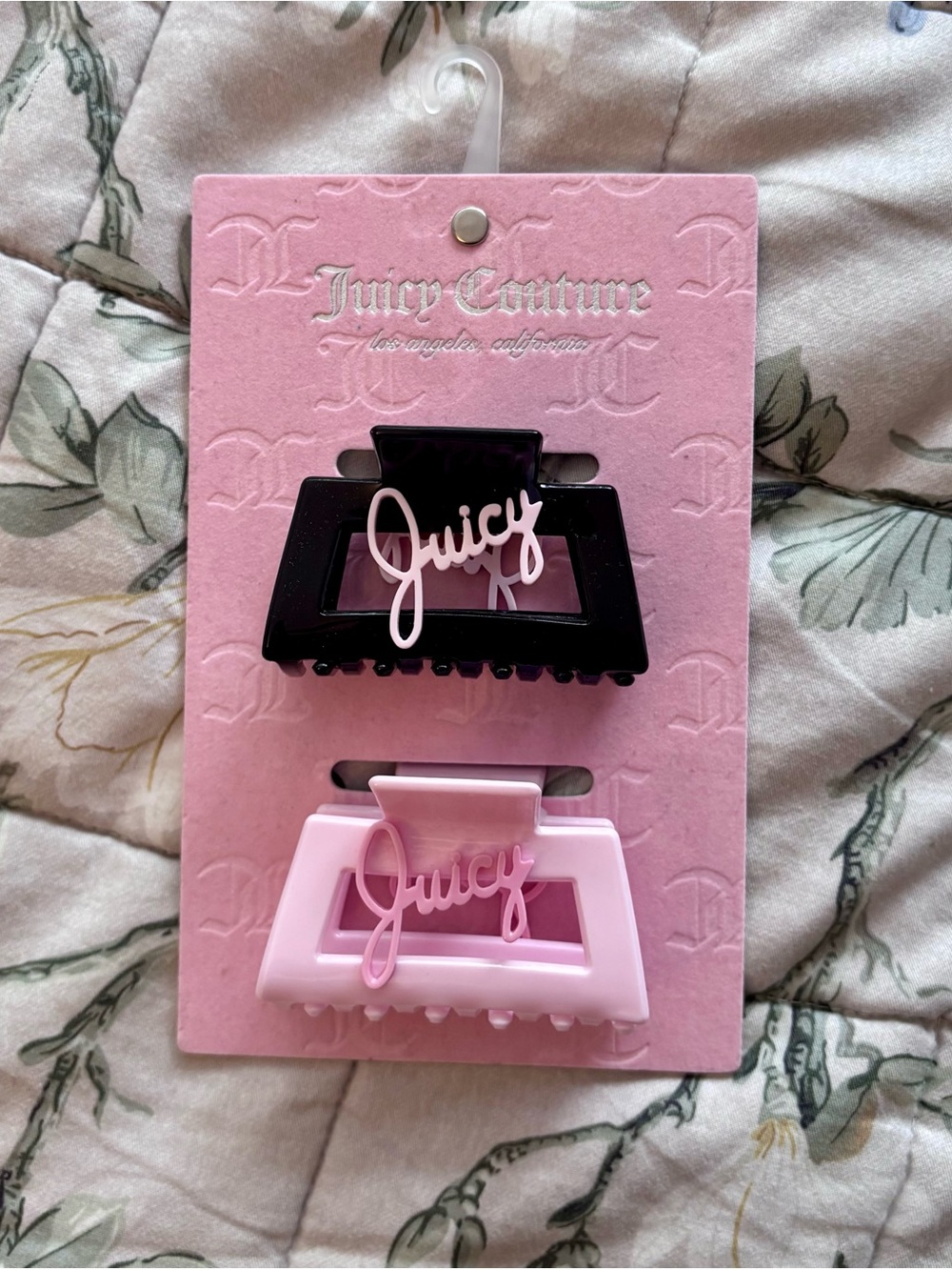 Juicy Couture Pink and Black 'Juicy' Hair Claw Clip Set